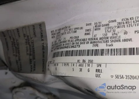 2022 Ford F-350 Xl z USA, uszkodzony, nr VIN 1FT7W3B60NEC96275